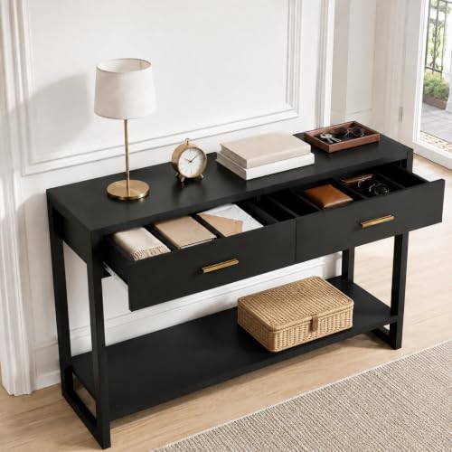 Image of 41.3 inch Modern Entryway Console Table with Foot-Sensor Light, Black