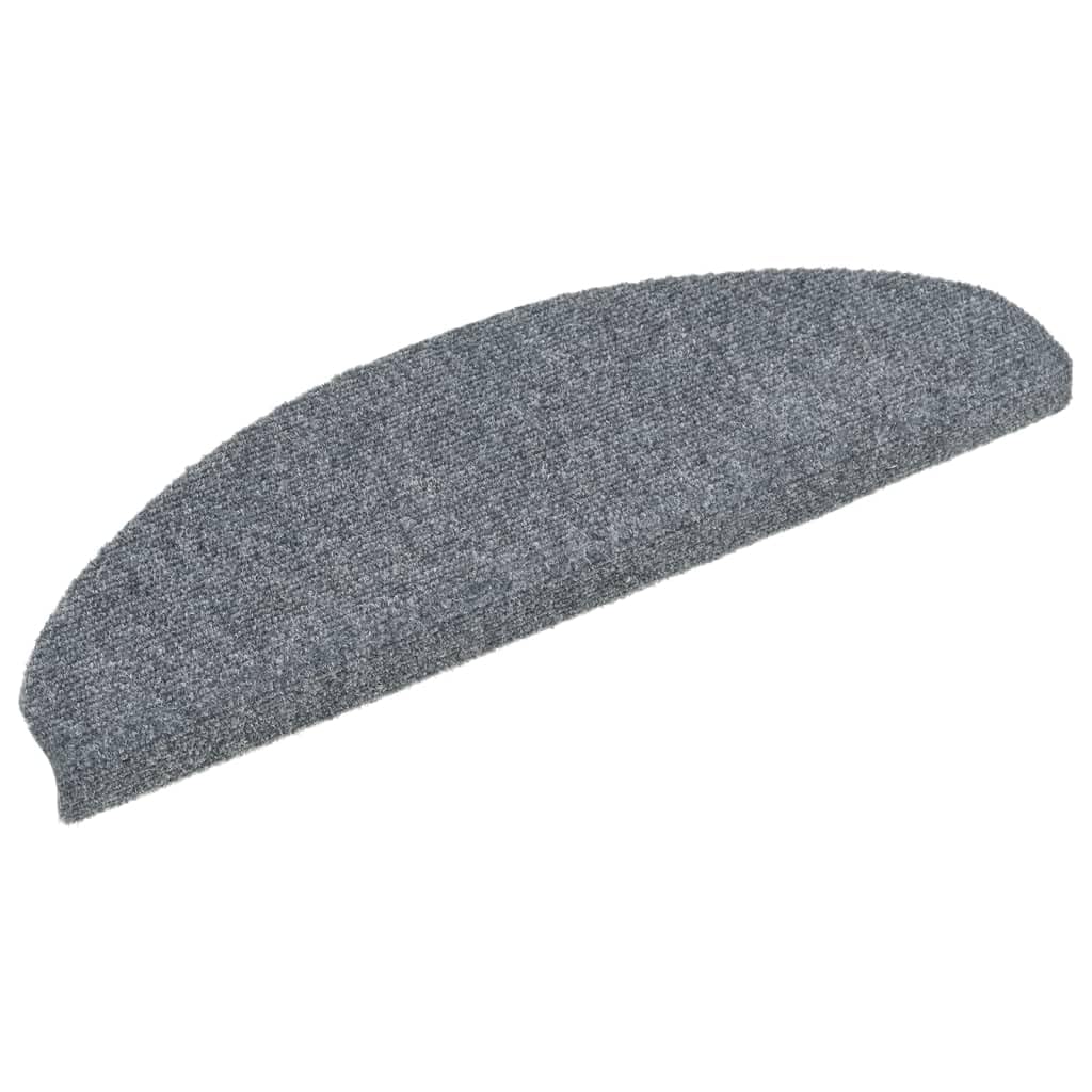 Lot de 5 tapis d'escalier autocollants - 65 x 21 x 4 cm - Gris clair - Semi-circulaires - En polypropylène - Antidérapant - Avec bandes adhésives - Protection d'escalier pour escalier en bois