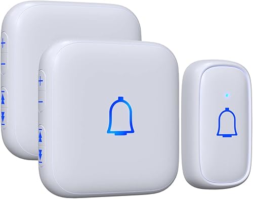 Timbre inalámbrico IP66 resistente al agua de 1000 pies con 56 timbres de 115 dB 7 niveles de volumen, modo de silencio con flash LED, timbre