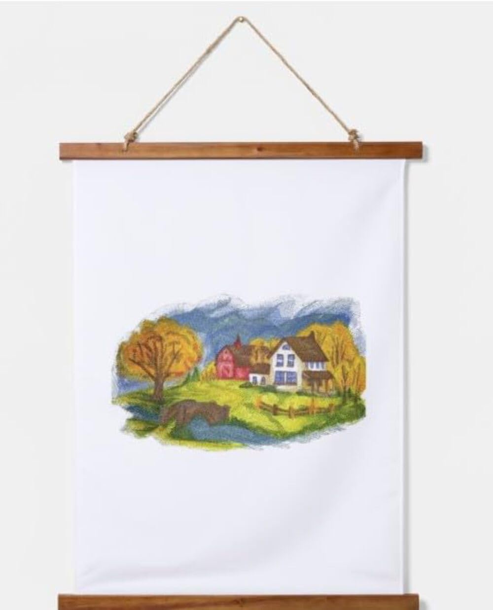 Custom and Unique Autumn Colors in The Country Scene Embroidered Iron on/Sew Patch [11.69" * 6.79"] [Made in USA]