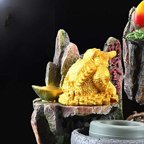 Indoor Tabletop Fountain Cascading Water Bowls On Rocks Rockery and Water Fountain Lucky Golden Toad Feng Shui Wheel Decoration Gifts