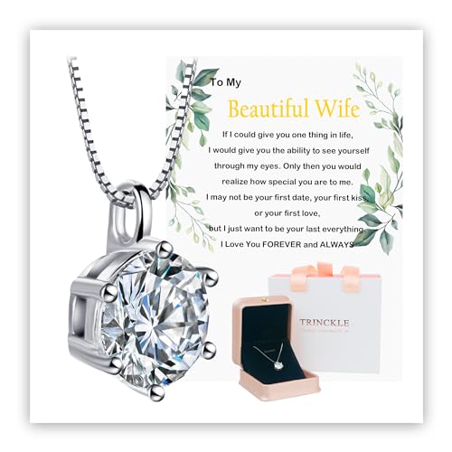 2 Carat Mossanite Necklace Anniversary Gifts as Mothers Day Gifts for Wife,Wife Birthday Gifts Romantic Sterling Silver Moissanite Jewelry As Wedding Gift Ideas Aniversario Gift For Her