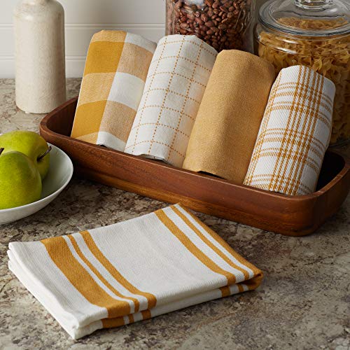 Dii Everyday Basic Kitchen Collection Large Woven Cotton Dishtowel/Tea Towel Set, 18X28, Honey Gold, 5 Count #TOP2