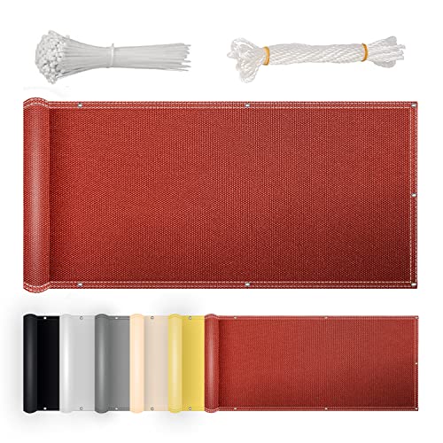 NKADNB Cubierta para Balcón 90x700cm Protección UV, Resistente Al Viento, Se Puede Cortar, Trasero, Terraza, Balcón, Valla, Porche con Cuerda Y Bridas，marrón