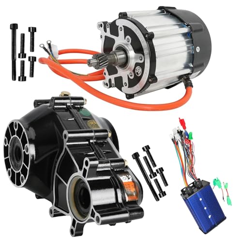 LenvraSQ 72V 1500W Brushless Electric Motor with Differential Gearbox & Controller, 16T Spline Shaft, 9.5:1 Gear Ratio, for Electric Go Kart ATV UTV Quad Bike Golf Cart Drift Trike 4 Wheeler Golf Cart