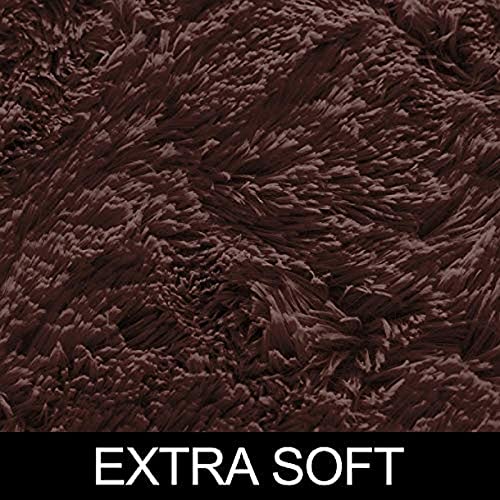 Image of Round Carpet Rugs for Bedroom, Fluffy Circle Rug for Kids Room, Shaggy Throw Rug for Nursery Room, Red- Plain 2inch Piles Hight (5 x 5 feet)