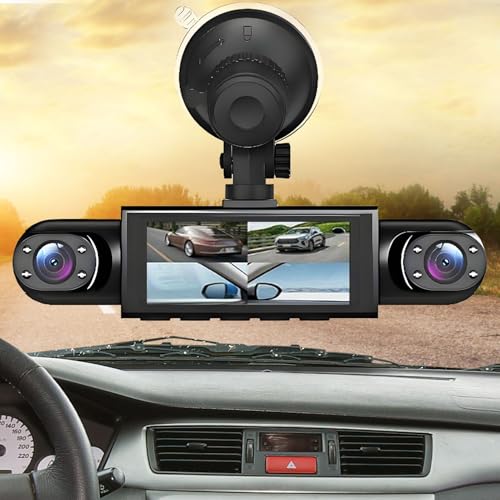 Videocámara para coche 1080P, monitor de 4 canales, tarjeta de 32GB y visión reversa de seguridad 3
