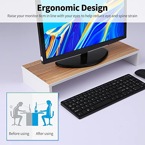 mingzhe Suporte para monitor de madeira, teclado de mesa, rack de armazenamento, suporte de mesa, fá