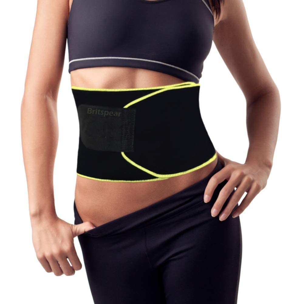 BRITSPEAR Men And Women Waist Support Belt Neoprene Ab Belt Trainer, Stomach Wrap Tummy Belt/Belly Tummy Yoga Wrap Back Exercise Body Wrap Belt (Free Size_Yellow) (B09KPTPZ99) Amazon Price History, Amazon Price Tracker