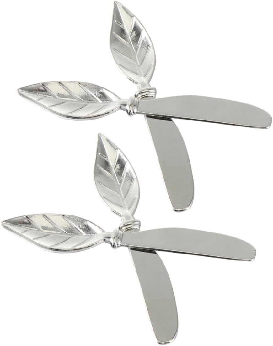 CALLARON 4pcs Leaf-shaped Zinc Alloy Butter Knife Set for Cheese Spreads