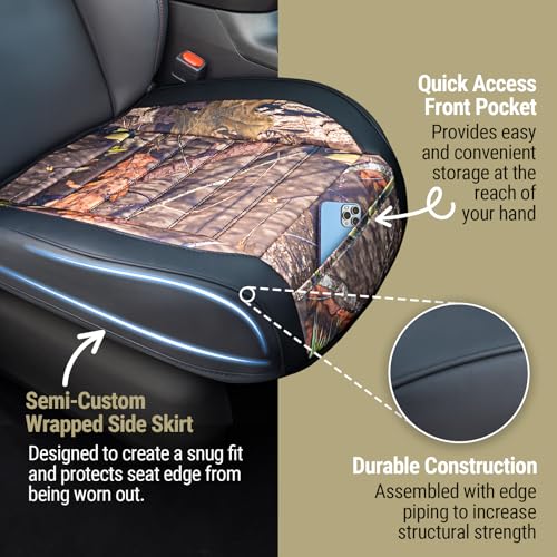 Mossy Oak Camo Car Seat Covers, Padded Bottom Seat Cushion Cover with Bottom Wrap-Around & Anti-Skid; for Cars SUV Truck Minivan, Front Seat Protector, Heavy Duty Denier with Storage Pocket, 2 Pack by Season Guard - Used condition - Image 5