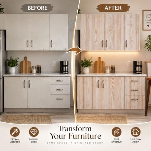 Image of HOME13 Wood Grain Wallpaper Peel and Stick Wood Contact Paper Self Adhesive Removable Thicken Wooden Wall Paper for Kitchen Cabinets Drawer Shelf Liner Waterproof(12x100 Inch, Terracotta)