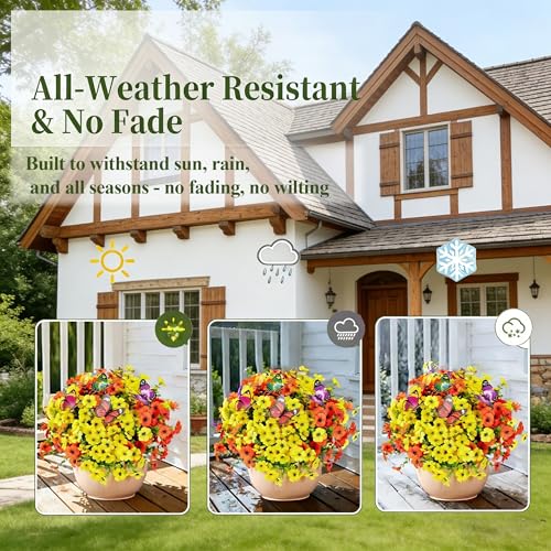 UV Resistant Artificial Flowers with 6 Butterflies - 50% Off