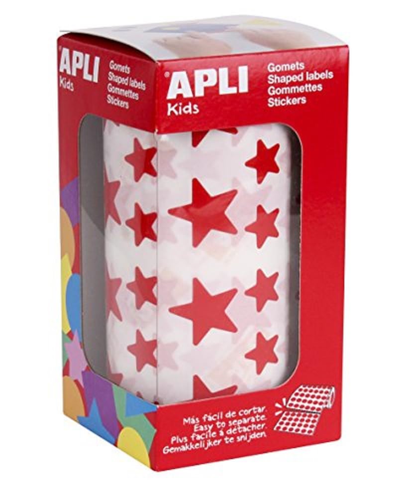 APLI Kids 4889 - Rollo de gomets estrella, color rojo