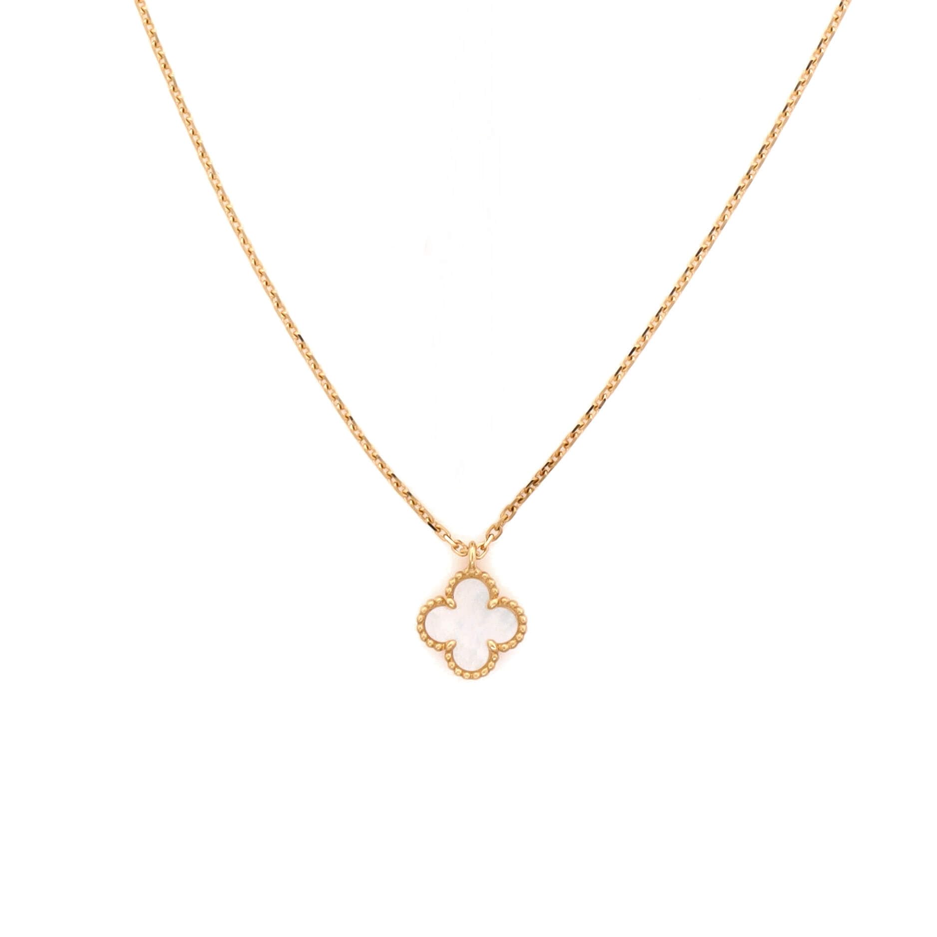 Van Cleef & Arpels Pre-Loved Sweet Alhambra Pendant Necklace 18K Yellow Gold and Mother of Pearl, Yellow Gold