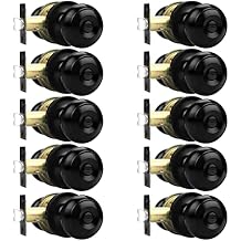 Probrico Black Door Knobs, Privacy Door Knob for Bathroom Bedroom, Interior Door Knob with Thumb Turning Locking Button, 10 Pack