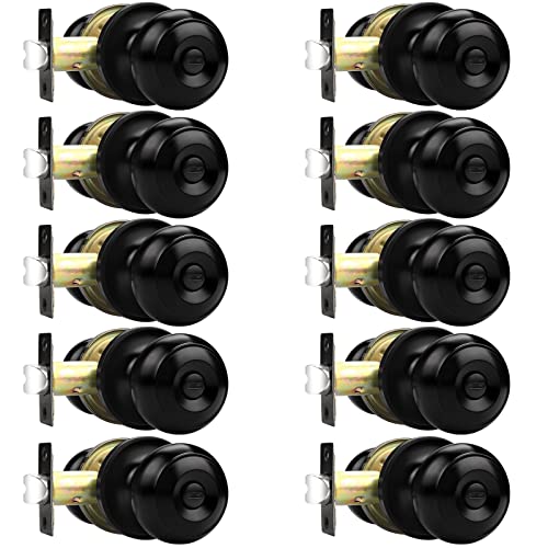 Probrico Matte Black Door Knobs Privacy Interior Door Locks for Bathroom Bedroom Keyless Stainless Steel Door Handles (10 Pack)