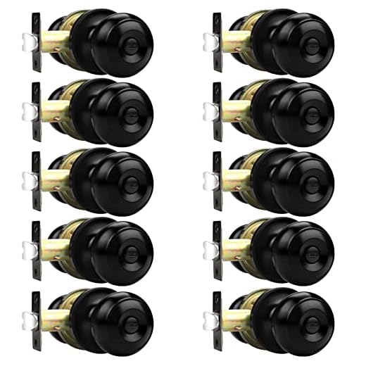 Probrico Matte Black Door Knobs Privacy Interior Door Locks for Bathroom Bedroom Keyless Stainless Steel Door Handles (10 Pack)