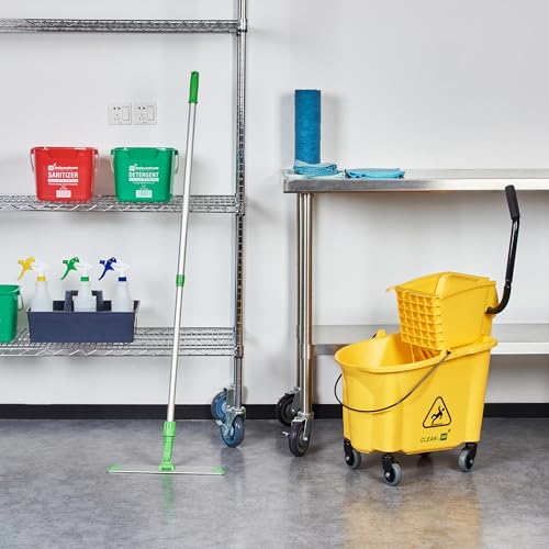 Image of Restaurantware-Clean Tek Professional 15.7 Inch Flat Mop Plate Frame, 1 Quick Connect Mop Frame for Wet Or Dry Pads - Pads Sold Separately, Durable, Green Aluminum Cleaning Pad Base