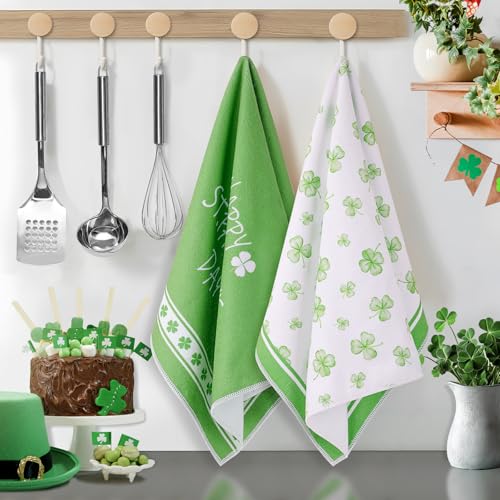 St-Patricks-Day-Kitchen-Towels-Dish-Towels-Green-Shamrock-Clover-Holiday-Hand-Towel-for-Kitchen-Polyester-Drying-Tea-Towel-Set-of-2-St-Patricks-Day-Spring-Decor-Housewarming-Irish-Gifts-17×26-Inch St Patricks Day Kitchen Towels Dish Towels Green Shamrock Clover Holiday Hand Towel for Kitchen Polyester Drying Tea Towel Set of 2 St Patricks Day Spring Decor Housewarming Irish Gifts 17×26 Inch