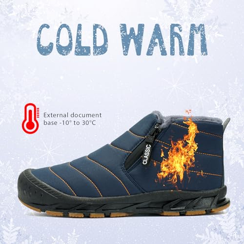 Men's Waterproof Snow Boots Warm Winter Boots Fur Lined Booties Non-Slip Lightweight Winter Shoes4