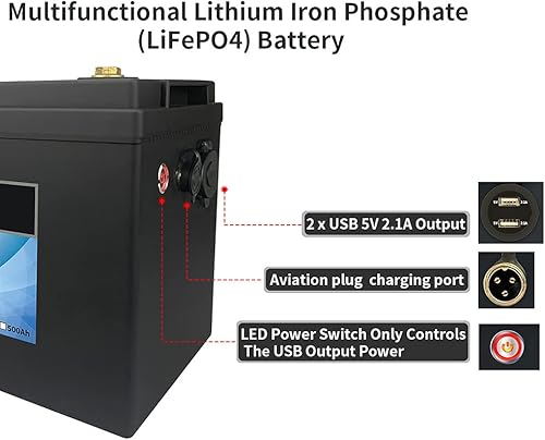 Miniatura 3 de Batería LiFePO4 de 12 V 100 Ah 1280 Wh de ciclo profundo Batería recargable de fosfato de hierro y litio BMS integrado, perfecta para RV, solar,