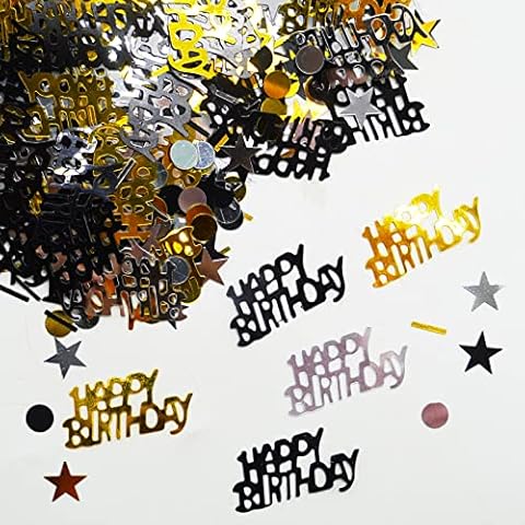 Black & Gold Birthday Confetti Decorations 15g Cover