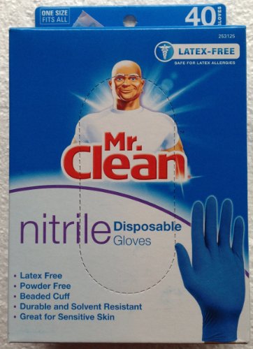 MR. CLEAN Latex Free & Powder Free Nitrile Disposable Cleaning Gloves Durable Solvent Resistant (1)