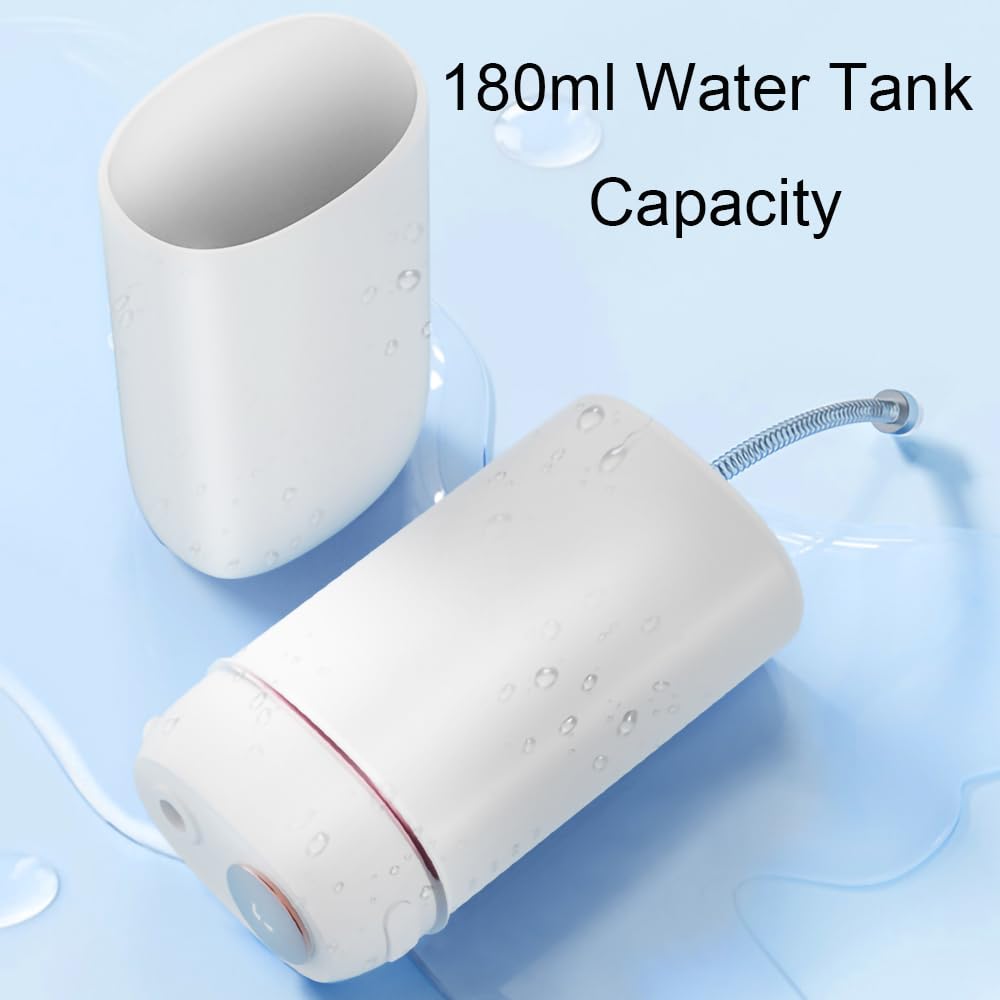Hydropulseur portable sans fil pour voyage, irrigateur buccal télescopique compact avec 4 modes de pression, réservoir d'eau de 180 ml, étanchéité IPX7 pour le nettoyage des dents, entretien des