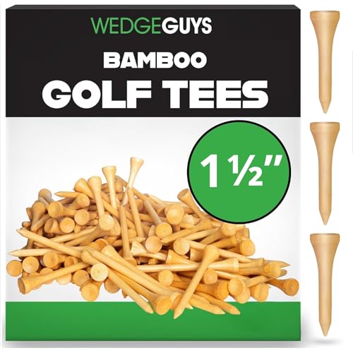 Wedge Guys Bamboo Golf Tees 1-1/2 | 100 pcs. | Extra Durable & Stronger Than Wood Tees | Biodegradable & Less Friction | PGA Professional Approved Golf Tees Bulk Bag