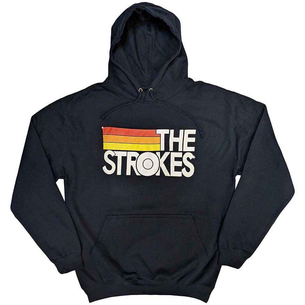Rock Off Officially Licensed Products Men's Blue The Strokes Hoodie Band Logo And Stripes Official Navy Pullover Xl