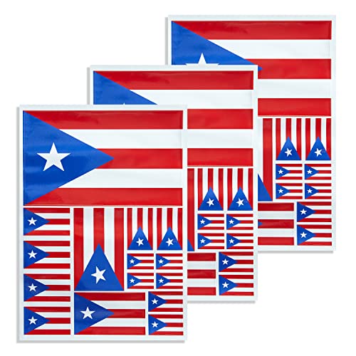 Image of CANTENDO 3Pack Puerto Rico Flag Decal - Puerto Rico Flags Reflective Vinyl Car Stickers - for Car Window Bumper Waterproof Sticker (12 x 8.5 Inch)