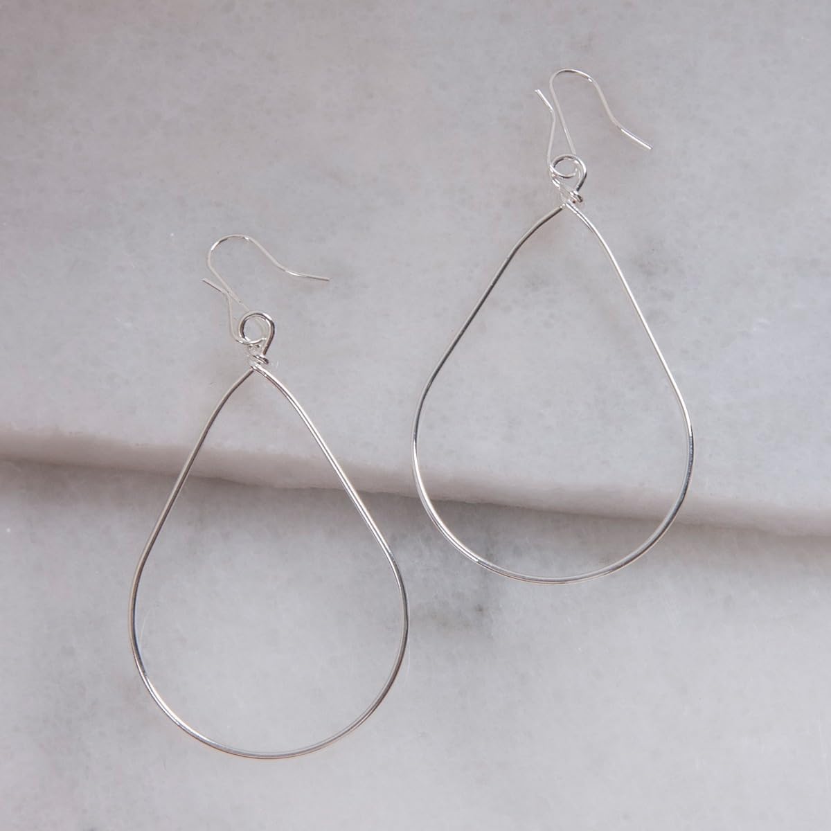 18K Gold or 925 Sterling Silver Plated Dangle Earrings for Women - Minimalist Teardrop Hoops - Hypoallergenic and Safe for Sensitive Ears - Image 3