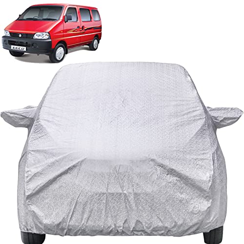 Image of Autofact Waterproof Car Body Cover Compatible with Maruti Eeco (2014 to 2021) with Mirror Pockets (Shinning Silver)