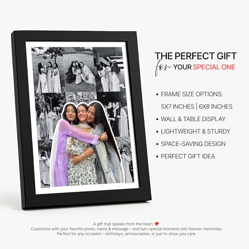 Image of Framekaari Friends Customised Photo Frame | Personalised Birthday Gift | Custom Photo Collage | Synthetic Wood Frame | Tabletop & Wall Mount | Room & Home Decor | 16x21 cm (Design-02)