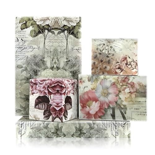 Papier cadeau vintage roses au style classique européen pour emballage raffiné