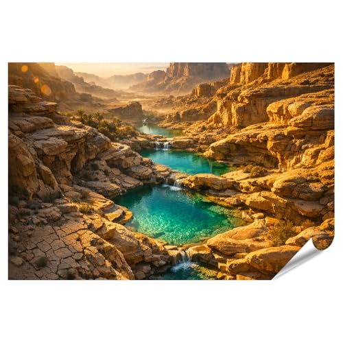 islandburner Empire   Póster de oasis místico del desierto con agua clara y rocas