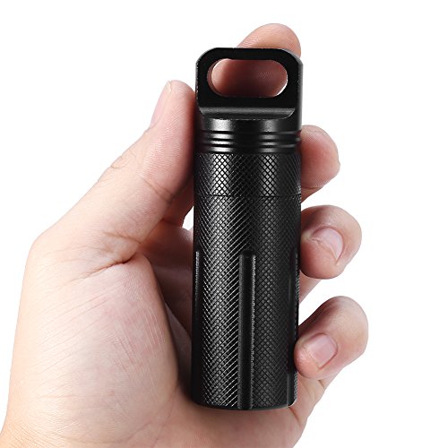 Pill Case,Keychain Storage Tank, Pill Box Keychain Waterproof Single Chamber Stainless Steel Pill