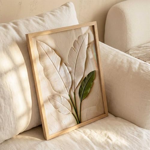Image of kotart Aesthetic Botanical Art Home Decoration Painting | Leaf Paintings With Frame For Living Room Bed Room Hotel Wall Decor Digital Reprint (14X20 inch)