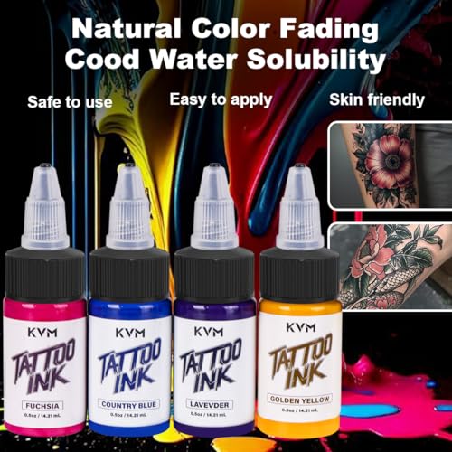 KVM Tattoo Ink with 28 Colors Has High Saturation and is Easy to Color The Indoor Tattoo Studio is Renowned for Its Smooth Flow Characteristics Unlocking Unlimited Possibilities for Tattoo Creation - Thumbnail 5
