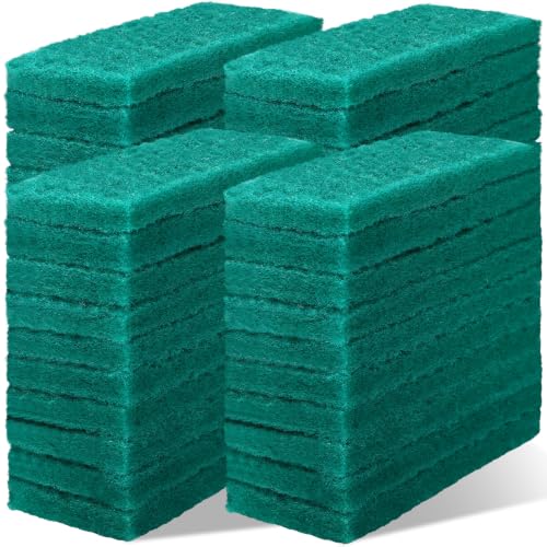Image of Eccliy 40 Pcs Non Scratch Scrubbing Pad Reusable Kitchen Dish Scrubber Scouring Sponge Pads Multi Purpose for Kitchen Household Cleaning Supplies, 10 x 4 Inch (Green)