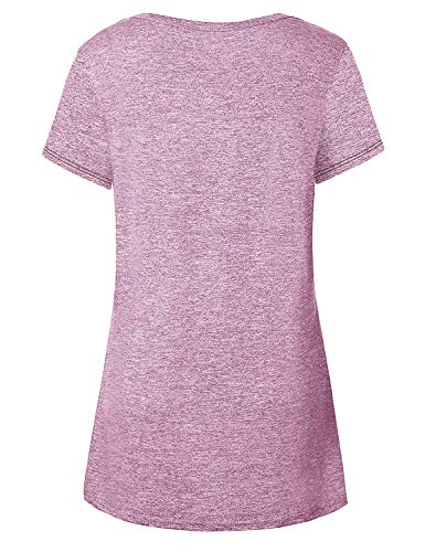 Viracy Loose Fit Shirts Women, Feamle Compression Top Fitted T-Shirt Juniors Yoga Gym Clothes Relaxed Fit Versatile Athleisure Wear Cool Trendy Embellished Badminton Bounce Bodybuilding Tees Pink M #TOP28