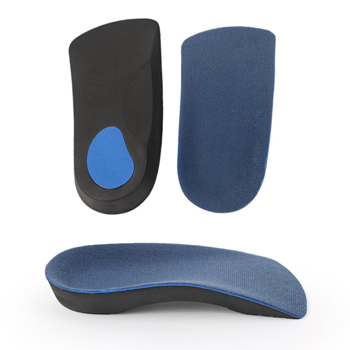 Healeved Women Orthotic Insoles with Arch Support for Plantar Fasciitis Flat Cushioned Heel Pads XL Blue and Black