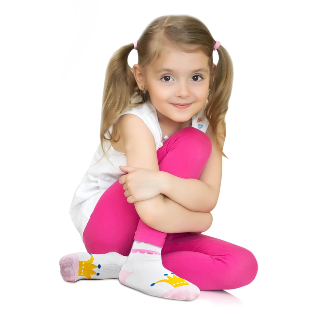 SkiBeaut Calcetines para bebés y niñas, 12 pares de calcetines antideslizantes con agarres para niñas pequeñas de 0 a 7 años