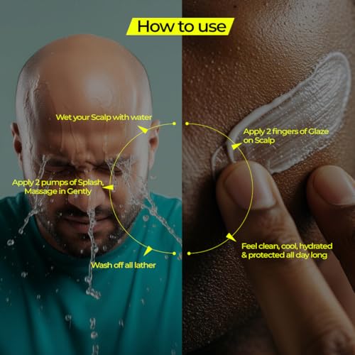 Image of Post Headshave Care Essentials Duo for Men | Splash (Scalp & Face Wash) 100ml, Glaze (Scalp & Face Moisturizer Sunscreen SPF 30) 100g | Shaved Skin & Head Shave