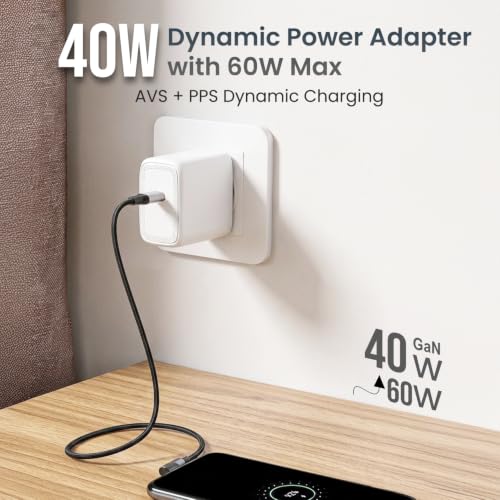 Image of Portronics 40W Adapto 40AVS GaN Type C Fast Charger, AVS & PPS Technology, 60W Peak Output, BIS Certified, Compatible with iPhone, Samsung, MacBook, iPad & Tablets (White)