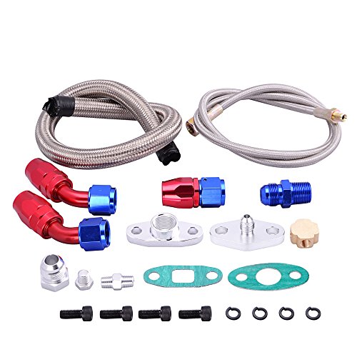 EVIL ENERGY Turbo Oil Return Drain Line Kit T3 T4 T04E T60 T61 T70 Silver