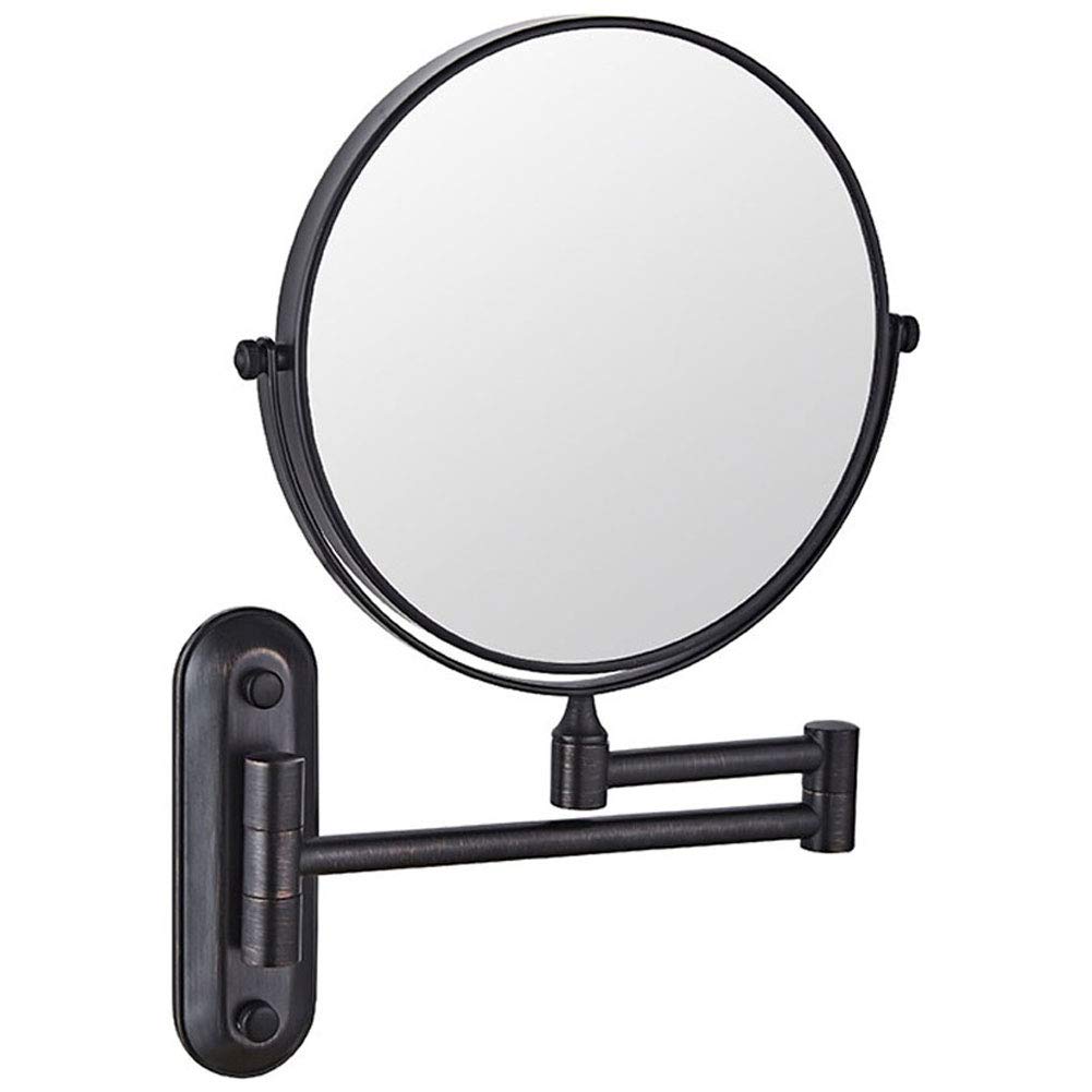 SaryEdge Wall Mounted Mirror, 3/5X Magnification + Normal Bathroom Shaving Mirror Double-sided Magnifying Makeup Vanity Swivel Mirror, 8 Inch Extendable Arm, Chrome Finished,Black,Black Bronze-1X/5X