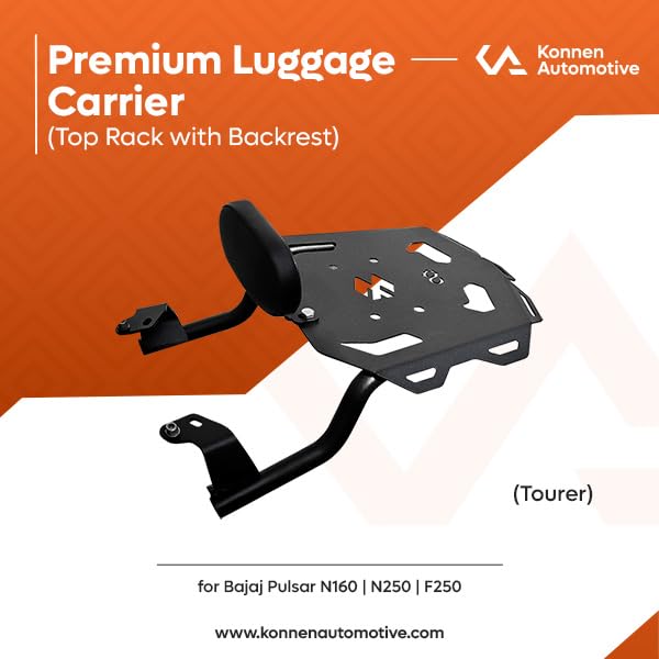 Image of Top Rack with Backrest Compatible with Bajaj Pulsar N160 | N250 | F250 (Heavy Pipe) (with Back Rest)(Tourer)