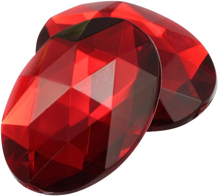 40x30mm Red Ruby H103 Large Flat Back Oval Acrylic Rhinestones Cosplay Costume Gems Plastic Jewels Embelishments DIY Crafts Gemstones - 4 Pieces